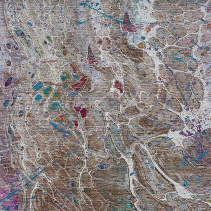 10' X 14' Brown And Gray Abstract Washable Indoor Outdoor Area Rug