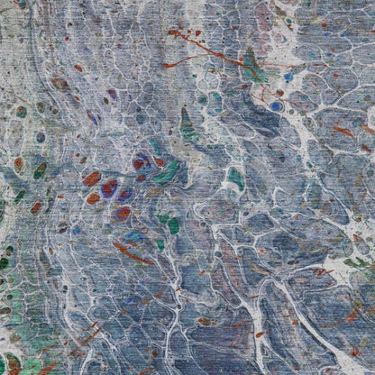 3' X 5' Blue And Pewter Abstract Washable Indoor Outdoor Area Rug HomeRoots