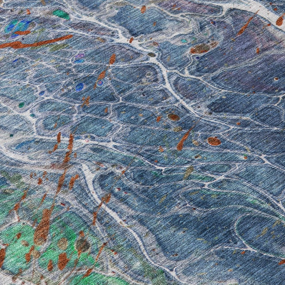 8' X 10' Blue And Pewter Abstract Washable Indoor Outdoor Area Rug HomeRoots