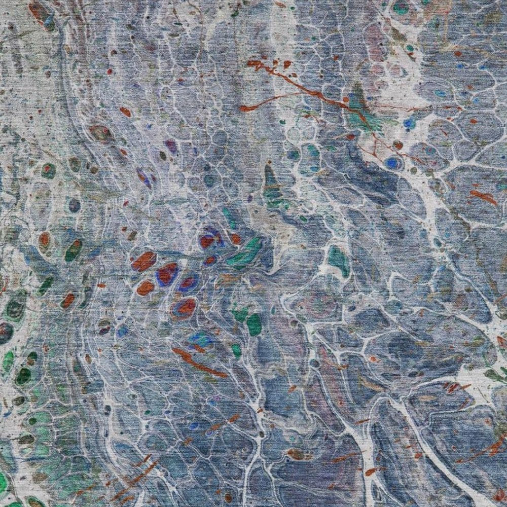 9' X 12' Blue And Pewter Abstract Washable Indoor Outdoor Area Rug HomeRoots