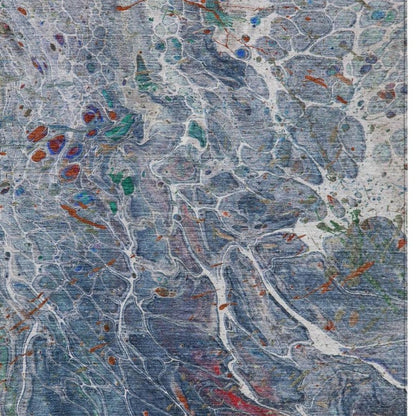 10' X 14' Blue And Pewter Abstract Washable Indoor Outdoor Area Rug