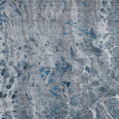 3' X 5' Denim Blue And Blue Abstract Washable Indoor Outdoor Area Rug