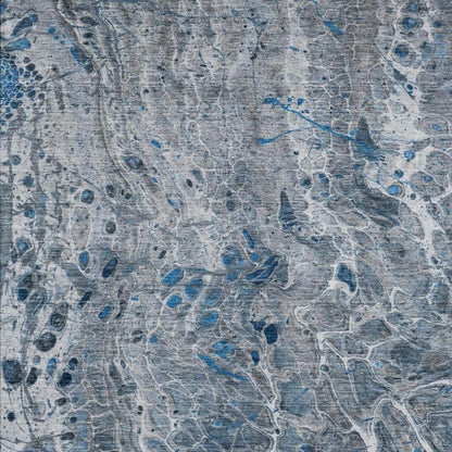 9' X 12' Denim Blue And Blue Abstract Washable Indoor Outdoor Area Rug HomeRoots
