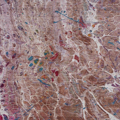 3' X 5' Orange And Blush Abstract Washable Indoor Outdoor Area Rug HomeRoots