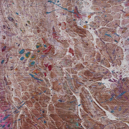 5' X 8' Orange And Blush Abstract Washable Indoor Outdoor Area Rug HomeRoots