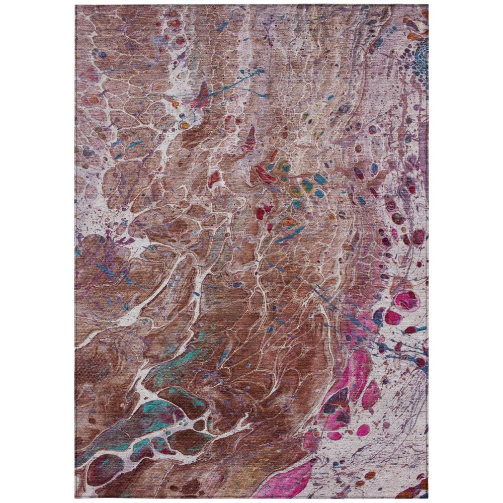 8' X 10' Orange And Blush Abstract Washable Indoor Outdoor Area Rug HomeRoots