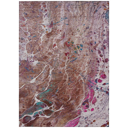 8' X 10' Orange And Blush Abstract Washable Indoor Outdoor Area Rug HomeRoots