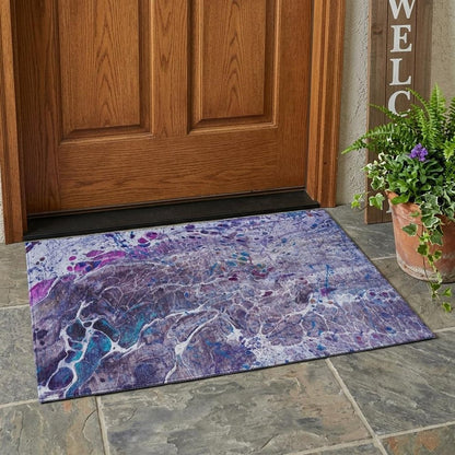 3' X 5' Plum And Purple Abstract Washable Indoor Outdoor Area Rug HomeRoots