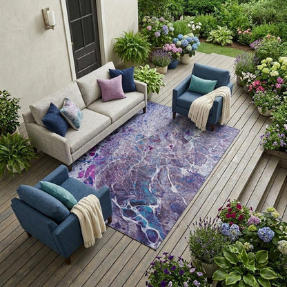 8' X 10' Plum And Purple Abstract Washable Indoor Outdoor Area Rug HomeRoots