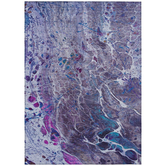 8' X 10' Plum And Purple Abstract Washable Indoor Outdoor Area Rug
