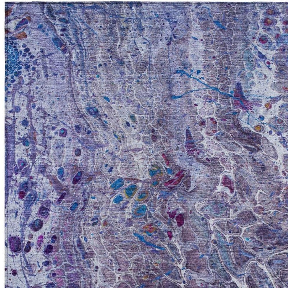 10' X 14' Plum And Purple Abstract Washable Indoor Outdoor Area Rug HomeRoots