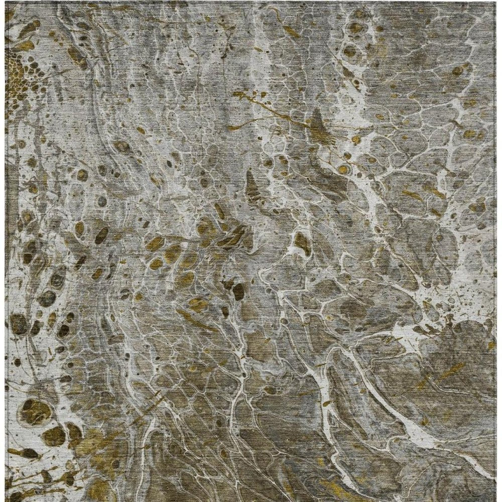 3' X 5' Pewter And Gray Abstract Washable Indoor Outdoor Area Rug HomeRoots