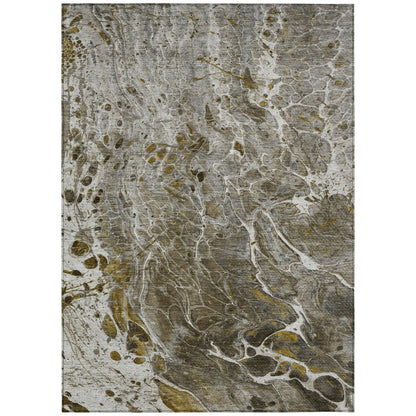 3' X 5' Pewter And Gray Abstract Washable Indoor Outdoor Area Rug HomeRoots