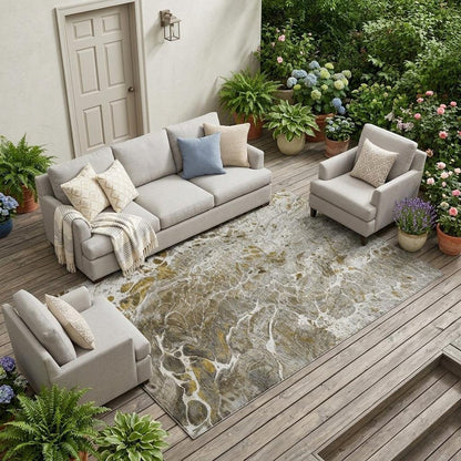 8' X 10' Pewter And Gray Abstract Washable Indoor Outdoor Area Rug HomeRoots