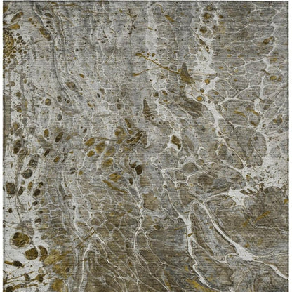 8' X 10' Pewter And Gray Abstract Washable Indoor Outdoor Area Rug HomeRoots