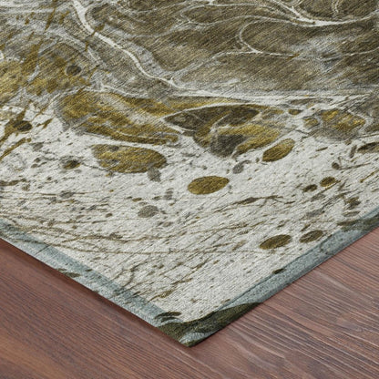 10' X 14' Pewter And Gray Abstract Washable Indoor Outdoor Area Rug HomeRoots