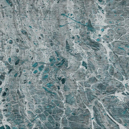 8' X 10' Teal Blue And Gray Abstract Washable Indoor Outdoor Area Rug HomeRoots