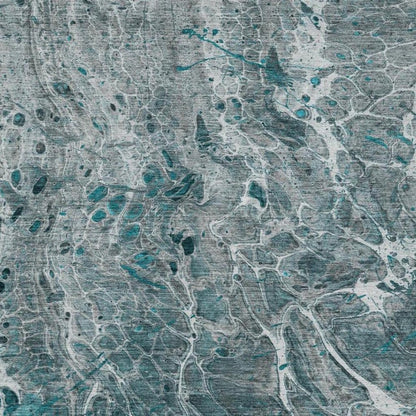 10' X 14' Teal Blue And Gray Abstract Washable Indoor Outdoor Area Rug HomeRoots
