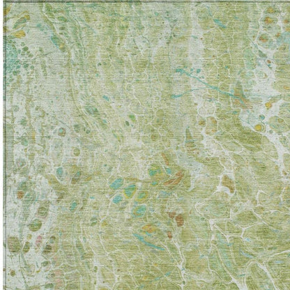 3' X 5' Green And Ivory Abstract Washable Indoor Outdoor Area Rug HomeRoots