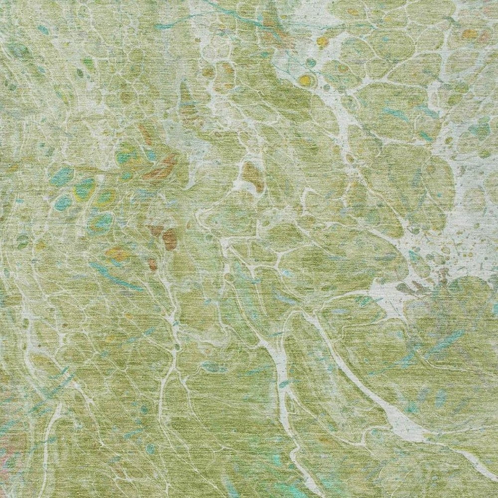 8' X 10' Green And Ivory Abstract Washable Indoor Outdoor Area Rug HomeRoots