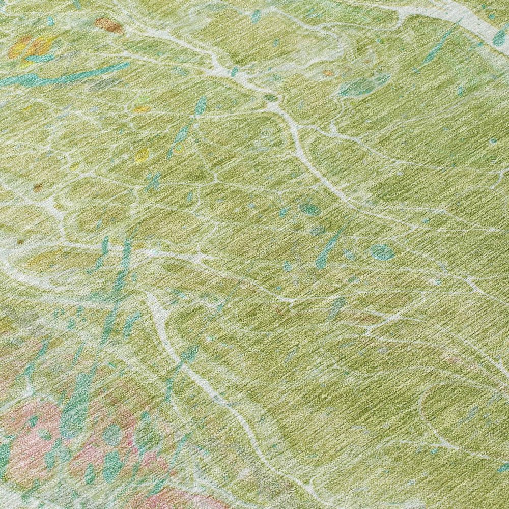 8' X 10' Green And Ivory Abstract Washable Indoor Outdoor Area Rug — view 3