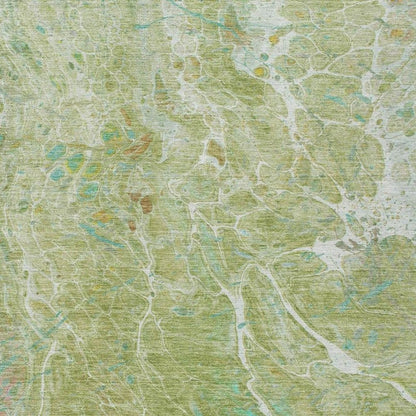 10' X 14' Green And Ivory Abstract Washable Indoor Outdoor Area Rug HomeRoots