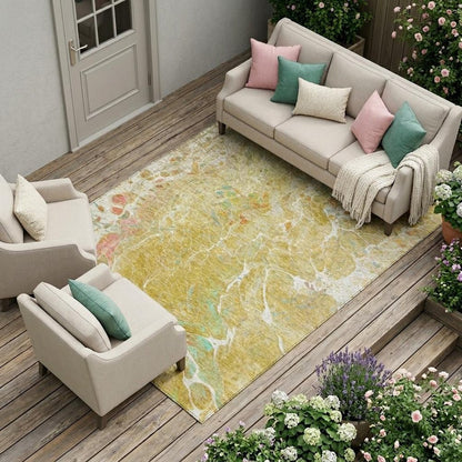 9' X 12' Gold And Wheat Abstract Washable Indoor Outdoor Area Rug HomeRoots