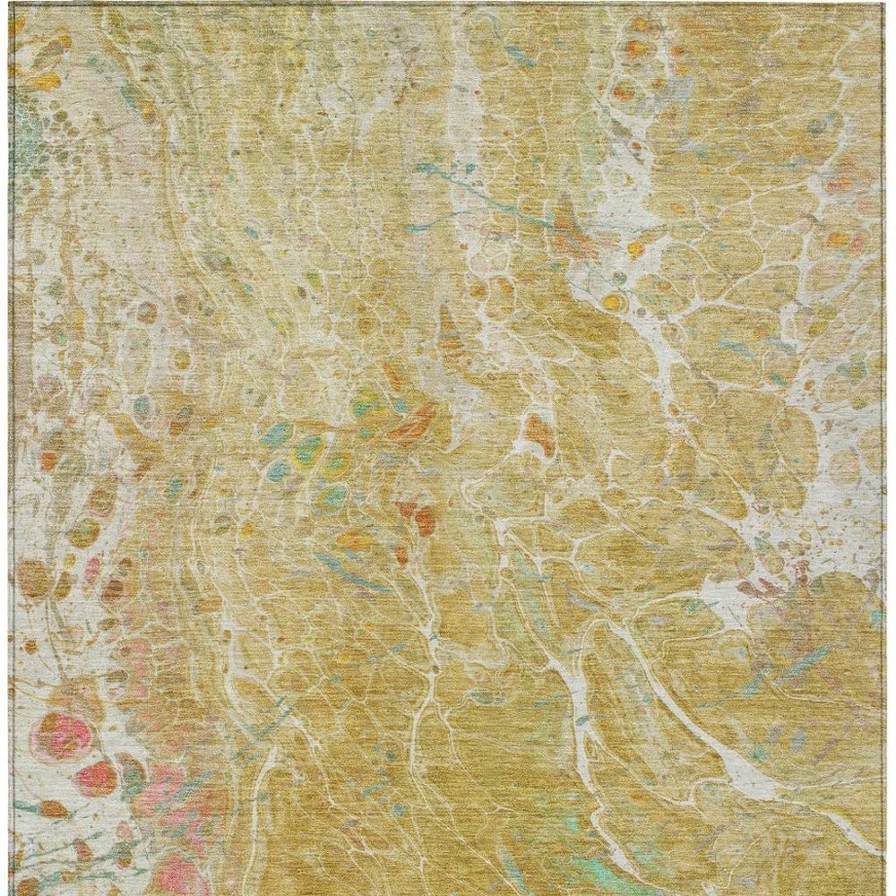9' X 12' Gold And Wheat Abstract Washable Indoor Outdoor Area Rug HomeRoots