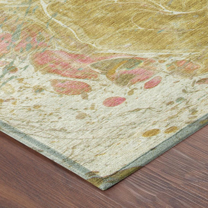 9' X 12' Gold And Wheat Abstract Washable Indoor Outdoor Area Rug HomeRoots