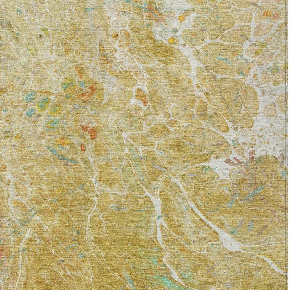 10' X 14' Gold And Wheat Abstract Washable Indoor Outdoor Area Rug HomeRoots