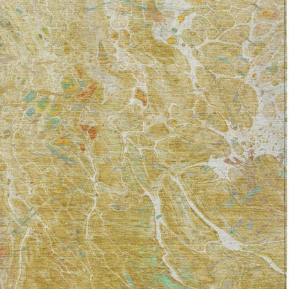 10' X 14' Gold And Wheat Abstract Washable Indoor Outdoor Area Rug HomeRoots