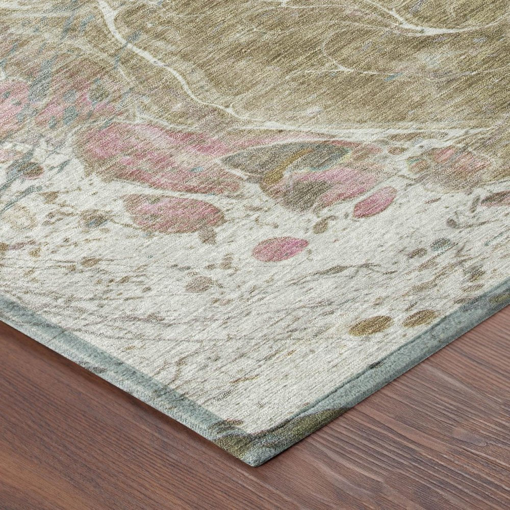 9' X 12' Khaki And Brown Abstract Washable Indoor Outdoor Area Rug HomeRoots