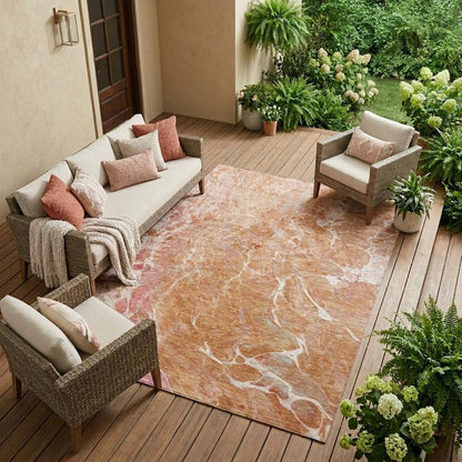 8' X 10' Salmon And Orange Abstract Washable Indoor Outdoor Area Rug HomeRoots