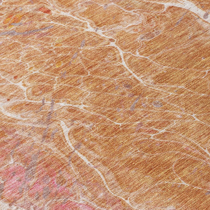 8' X 10' Salmon And Orange Abstract Washable Indoor Outdoor Area Rug HomeRoots