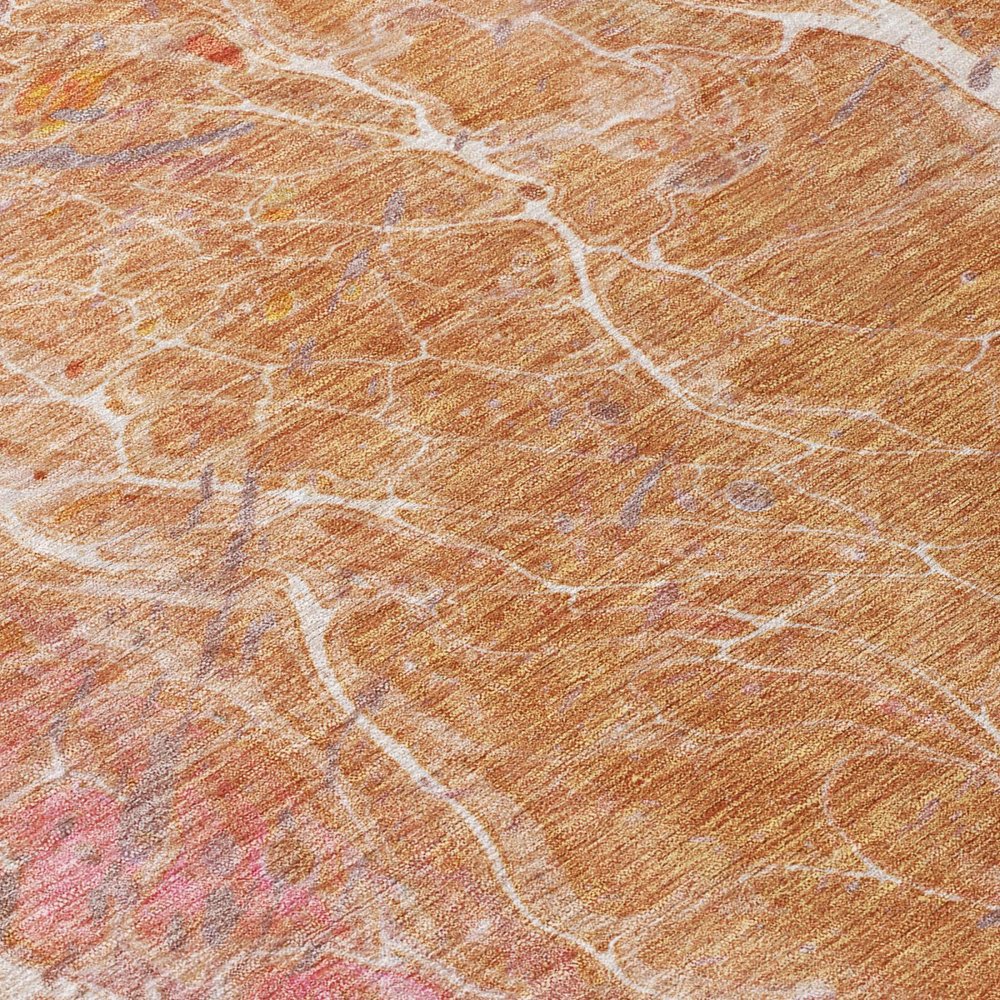 9' X 12' Salmon And Orange Abstract Washable Indoor Outdoor Area Rug — view 3