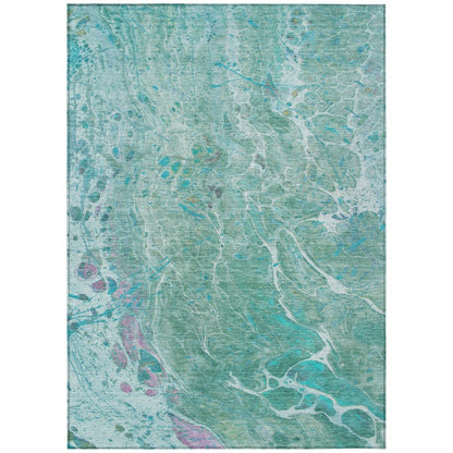 5' X 8' Turquoise And Teal Blue Abstract Washable Indoor Outdoor Area Rug HomeRoots