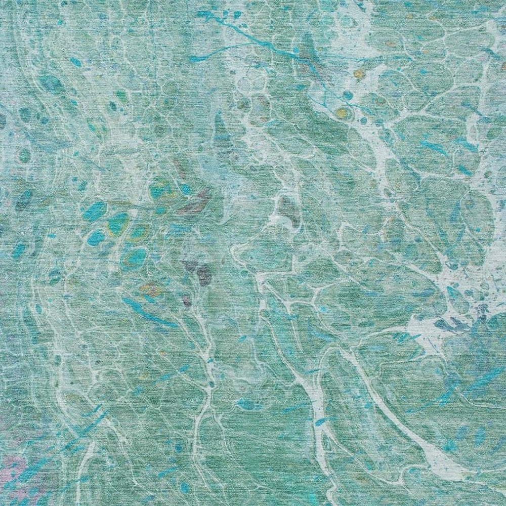 5' X 8' Turquoise And Teal Blue Abstract Washable Indoor Outdoor Area Rug — view 13