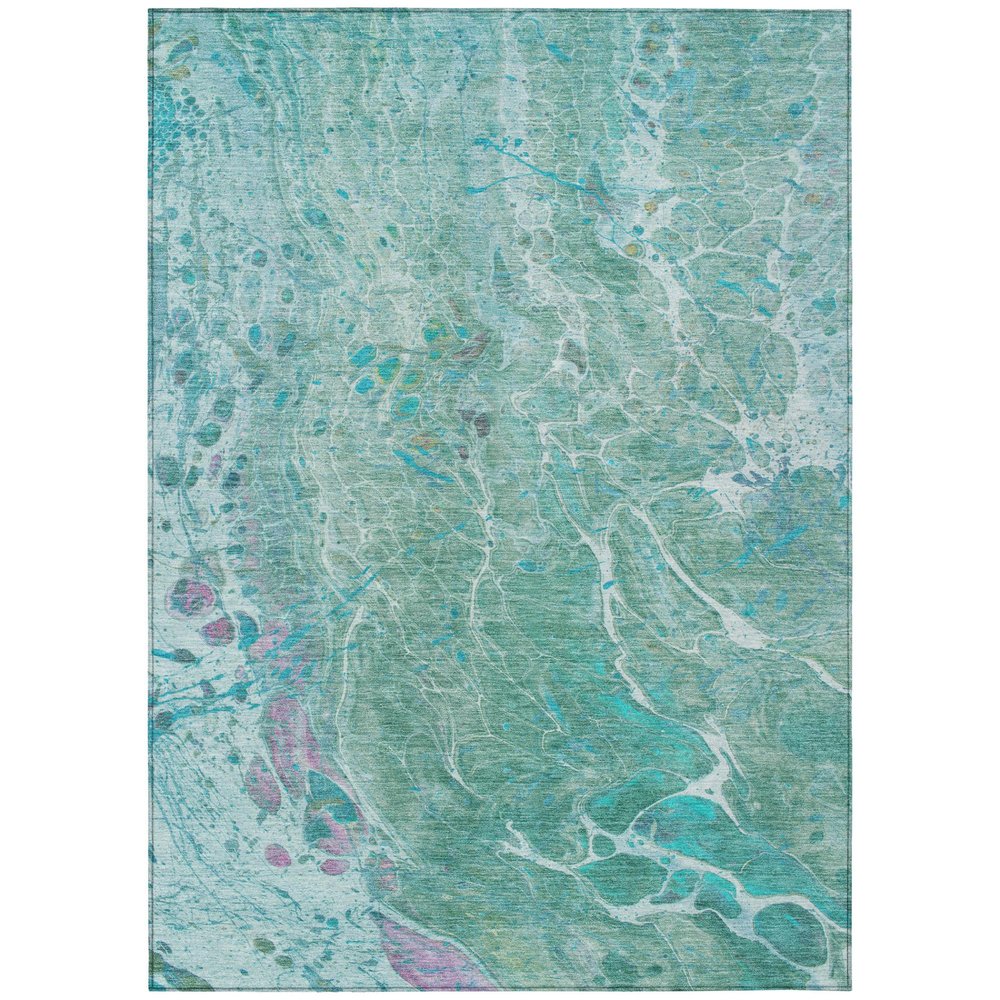 8' X 10' Turquoise And Teal Blue Abstract Washable Indoor Outdoor Area Rug HomeRoots