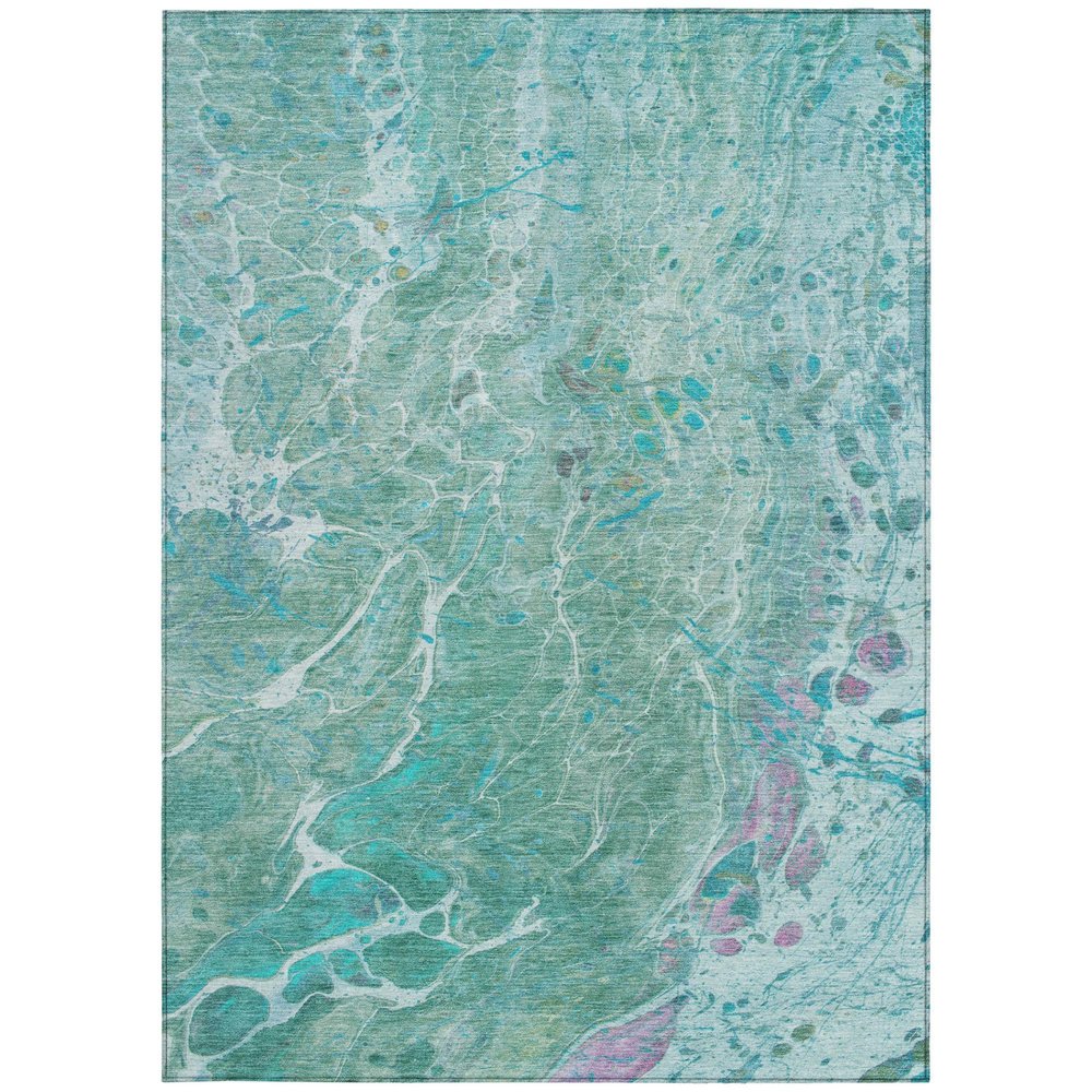 9' X 12' Turquoise And Teal Blue Abstract Washable Indoor Outdoor Area Rug HomeRoots