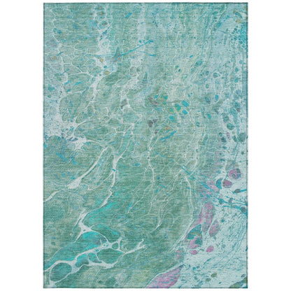 9' X 12' Turquoise And Teal Blue Abstract Washable Indoor Outdoor Area Rug HomeRoots