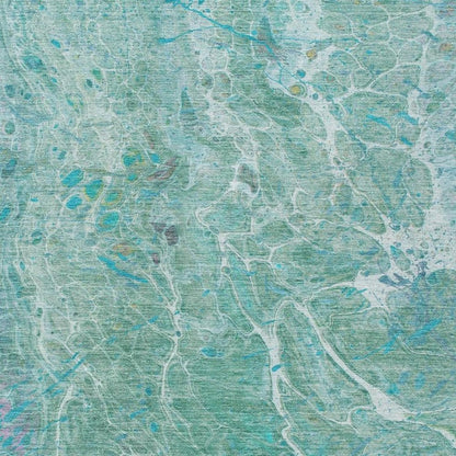 9' X 12' Turquoise And Teal Blue Abstract Washable Indoor Outdoor Area Rug HomeRoots