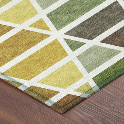5' X 8' Brown And White Geometric Washable Indoor Outdoor Area Rug HomeRoots