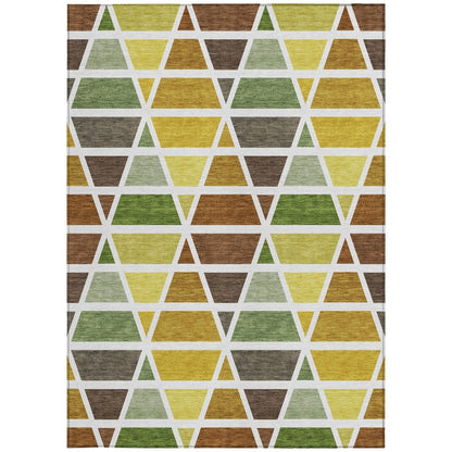 9' X 12' Brown And White Geometric Washable Indoor Outdoor Area Rug HomeRoots