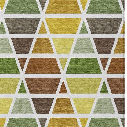 10' X 14' Brown And White Geometric Washable Indoor Outdoor Area Rug HomeRoots
