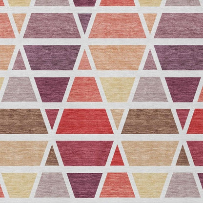 5' X 8' Red And White Geometric Washable Indoor Outdoor Area Rug HomeRoots