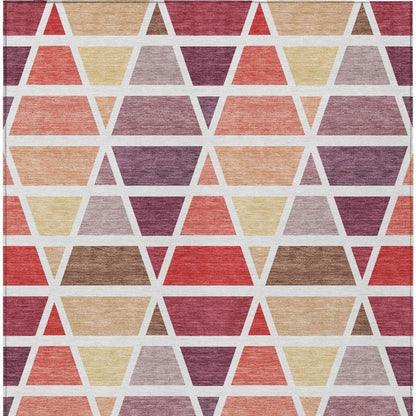 8' X 10' Red And White Geometric Washable Indoor Outdoor Area Rug HomeRoots