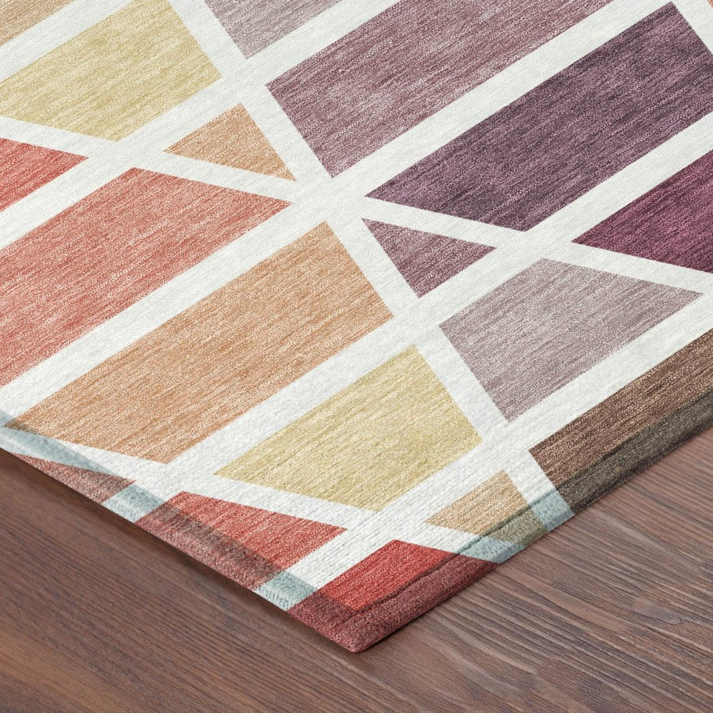 8' X 10' Red And White Geometric Washable Indoor Outdoor Area Rug HomeRoots