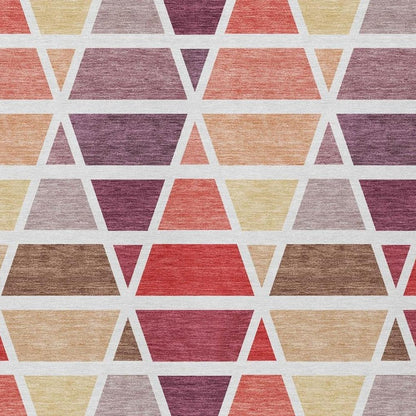 8' X 10' Red And White Geometric Washable Indoor Outdoor Area Rug HomeRoots