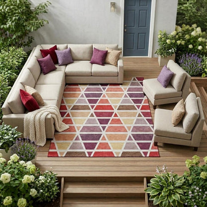 10' X 14' Red And White Geometric Washable Indoor Outdoor Area Rug HomeRoots