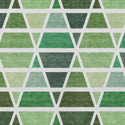 8' X 10' Green And White Geometric Washable Indoor Outdoor Area Rug HomeRoots